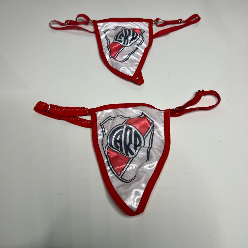 Red and White Logo Thong Set nwot